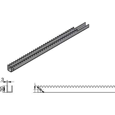 Hammaslatt, sirge, paksus 3 mm l= 1490 mm